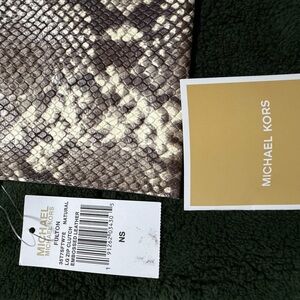 Michael Kors Snakeskin Pattern Leather Clutch / Wristlet in Brown and Cream